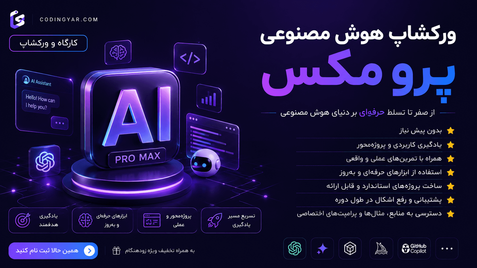 تصویر ورکشاپ دوره آموزش حرفهای ساخت نرم افزار با هوش مصنوعی